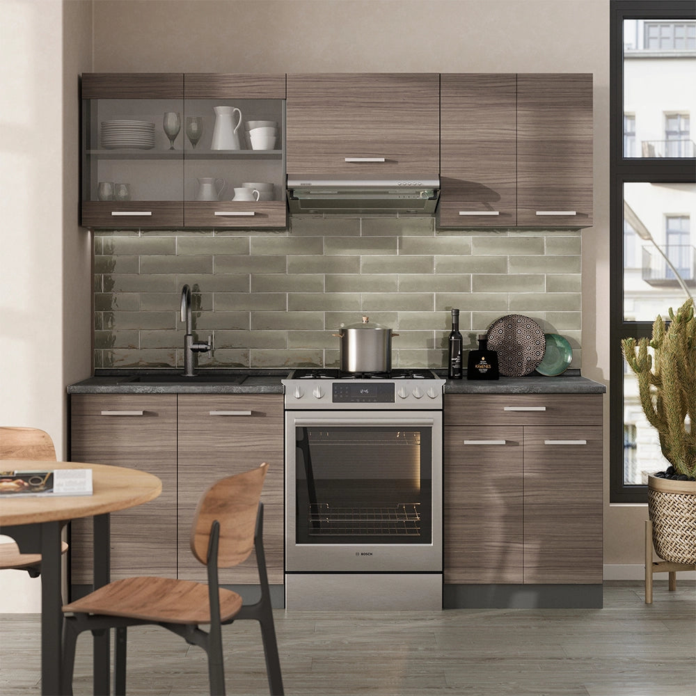 Vicco Cucina componibile Grigio nobile/antracite 200 cm , PL Rovere