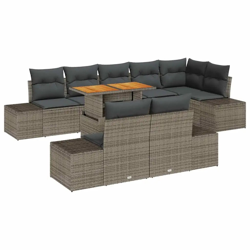 Set Divano da Giardino 9 pcs Grigio Poly Rattan 3358715