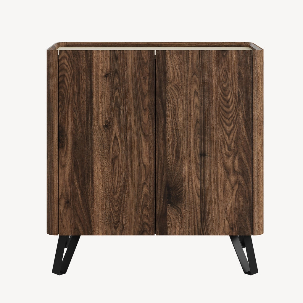 Credenza Trorlon a 2 Ante Mobile Contenitore 83x80x40 cm - Effetto Noce/Travertino [en.casa]