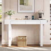 Consolle Ingresso con Cassetti e Presa Elettrica ¨C MINIMAL ¨C Bianco, Slim, Salvaspazio