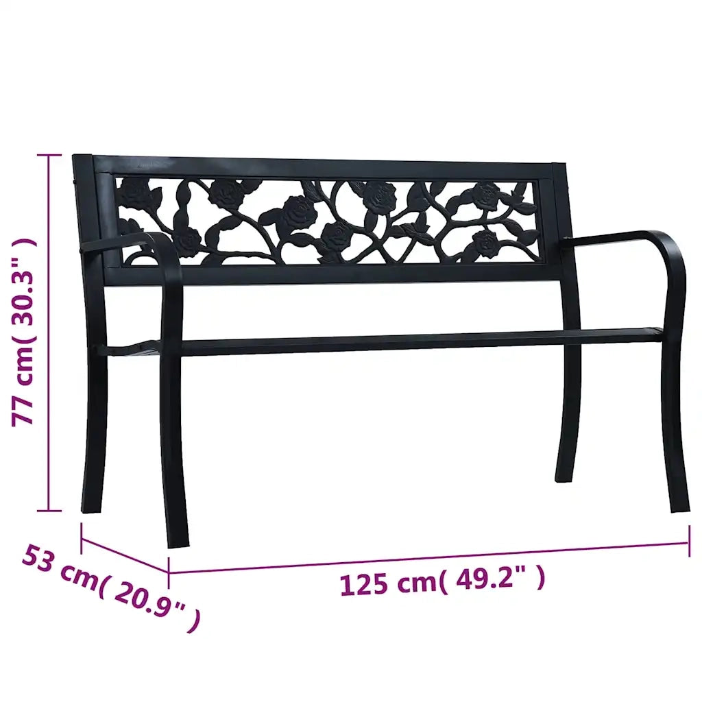 Panchina da Giardino | Panca da Giardino 125 cm Nera in Acciaio