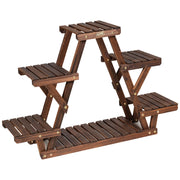 Scaffale triangolare di legno per piante con 6 livelli, Scaffale multifunzionale e angolare per interno e esterno