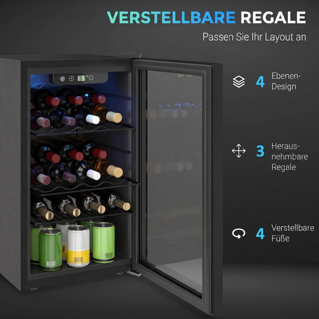 Cantinetta per Vini 24 Bottiglie ¨C zephmum ¨C 68 Litri, Nero, Vetro