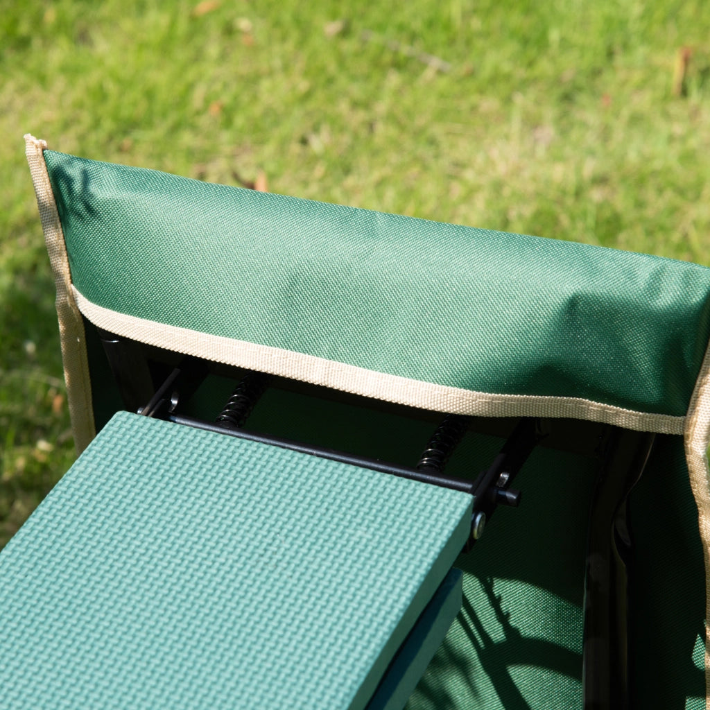 Sgabello Giardino Pieghevole ¨C Xylo ¨C Cuscino Verde con Tasca Portaoggetti