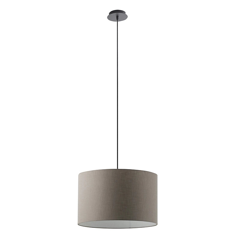 Lampada a Sospensione Vivien Rossini Group con Paralume Cilindrico Tortora - Struttura in Metallo Nero - Attacco E27, Potenza 75W, IP20
