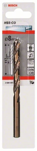 2608585860 - Punte per metallo HSS-Co, DIN 338 8 x 75 x 117 mm
