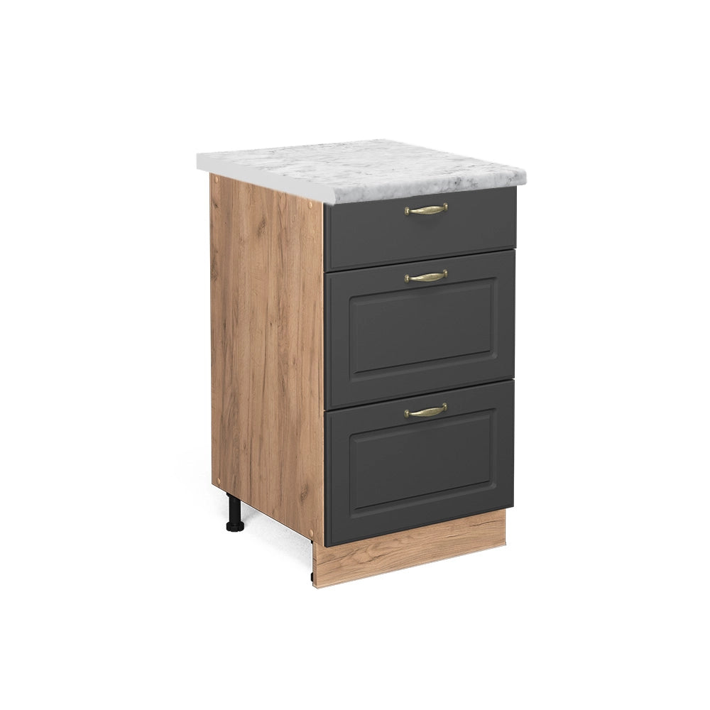 Mobiletto base per cucina Fame-Line Antracite-oro/Rovere dorato 50 cm, PL Marmo Vicco