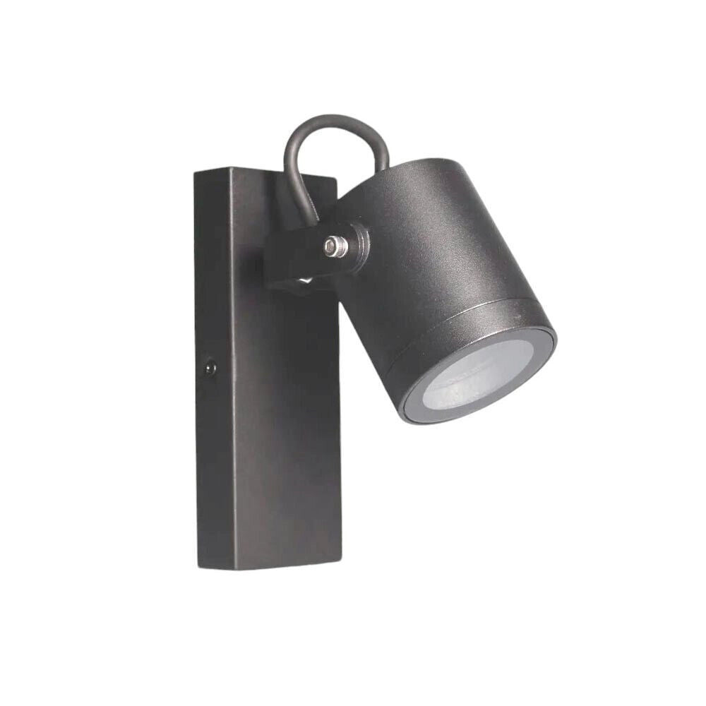 Trade Shop - Applique Parete Orientabile Per Esterno Attacco Gu10 Lampada Da Muro Ip44 539wa-b172 - Grigio Scuro