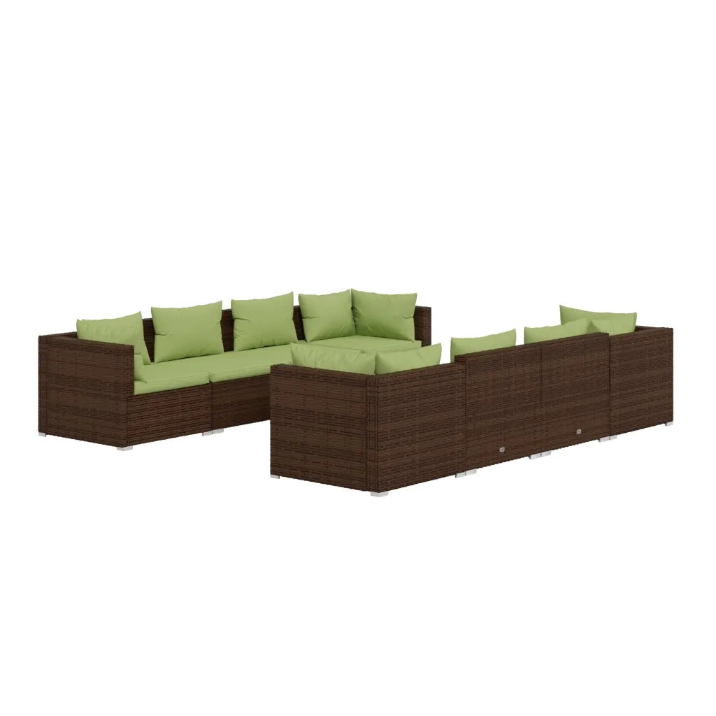Set Divani da Giardino 9 pz con Cuscini in Polyrattan Marrone cod mxl 38867