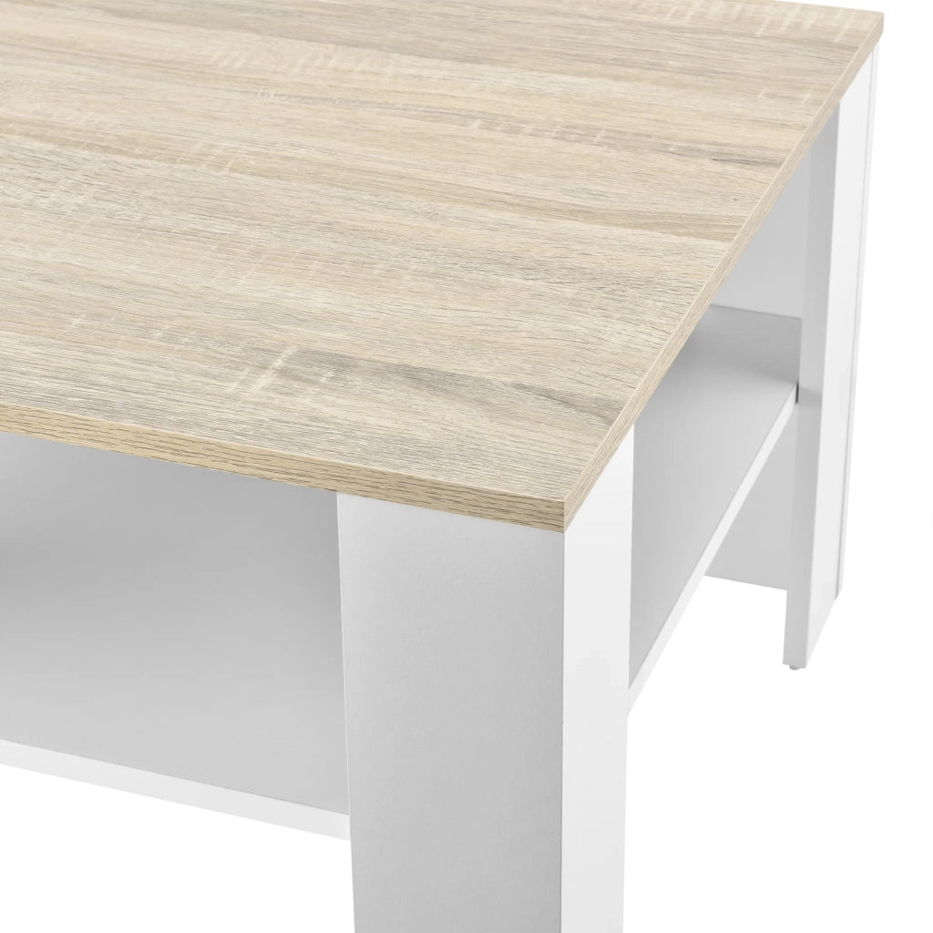 Tavolino da caffè 60 x 60 x 40 cm effetto bianco e rovere 03_0008432