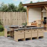 Set Pranzo da Giardino 9 pz con Cuscini Beige Misto Polyrattan 3210564