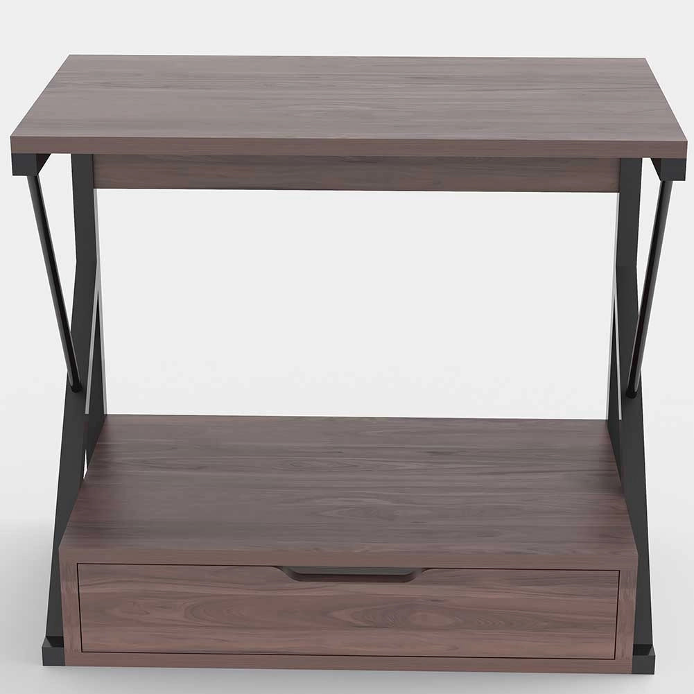 Scaffale Mensola Cucina Mobiletto Porta Microonde con Cassetto Metallo e Legno Noce
