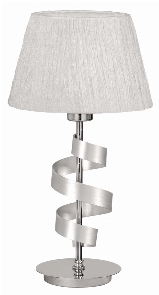 Lampada da tavolo Candellux Denis cromata con paralume bianco