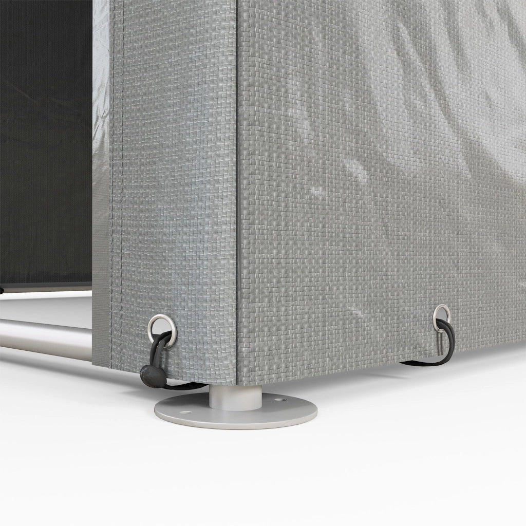 Capanno Box per Attrezzi da Giardino 160x218x172 cm Tenda in PE anti UV e Acciaio Grigio chiaro