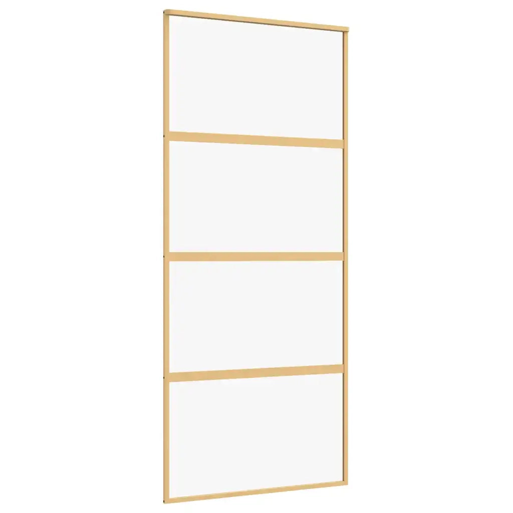 Porta Scorrevole Dorata 90x205 Vetro Trasparente ESG Alluminio 155179