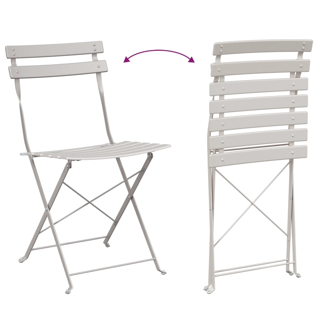 Set Bistro Pieghevole 3 Pezzi Beige in Acciaio di