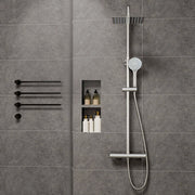 Colonne doccia cromo, soffione doccia quadrato 20x20cm acciaio inox, miscelatore termostatico doccia tondo antiscottature