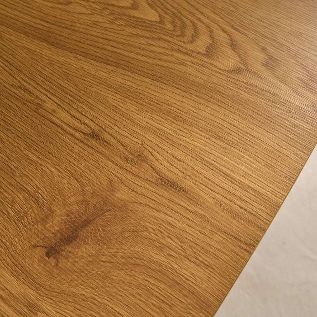Tavolo da pranzo quadrato effetto legno con gambe in metallo nero 4