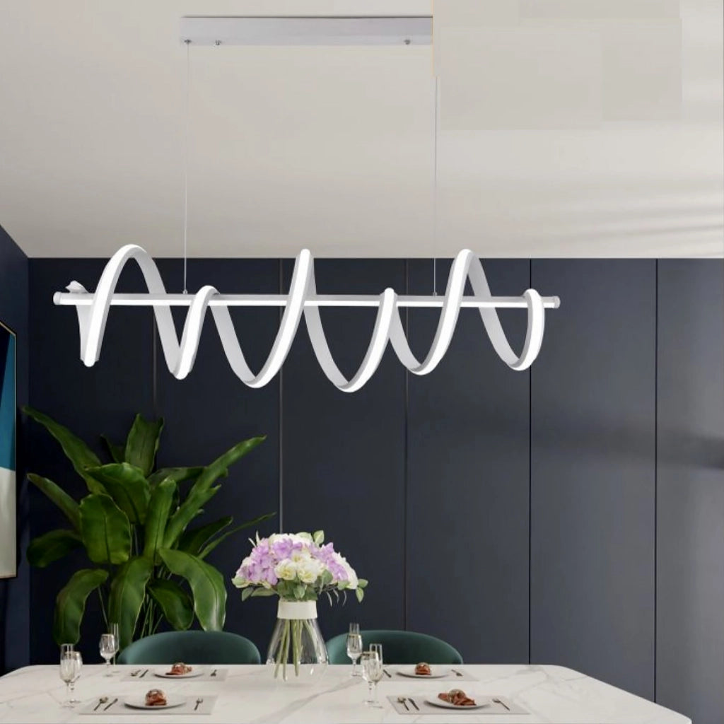 Lampadario a sospensione con luci a led da soffitto stile moderno twister 4800 lumen 60w luce bianca naturale 4000K
