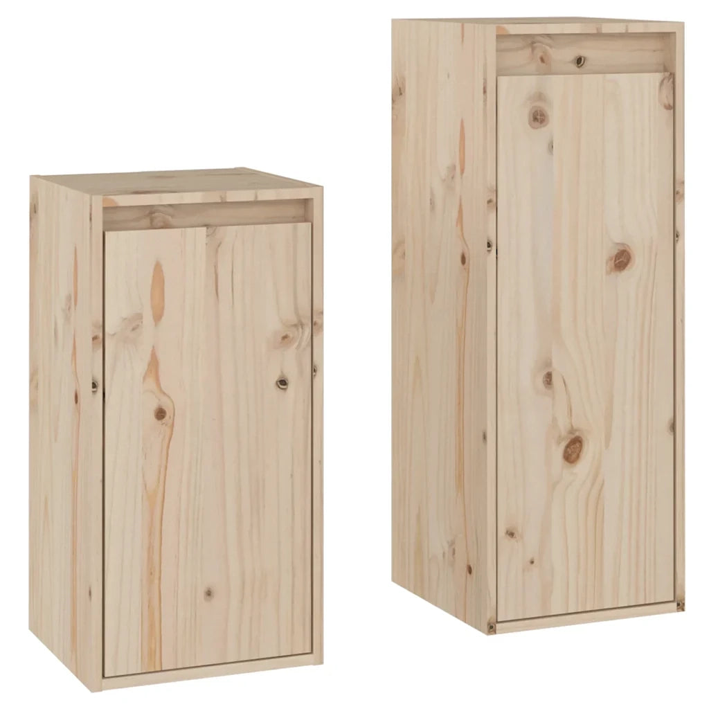 Set di 2 mobili porta TV a parete 30 x 30 x 60 cm e 30 x 30 x 80 cm design pratico per il soggiorno realizzati in legno di pino 02_0055189