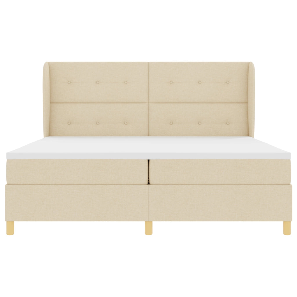 Letto a Box con Materasso, Panna, 200x200 cm, Tessuto