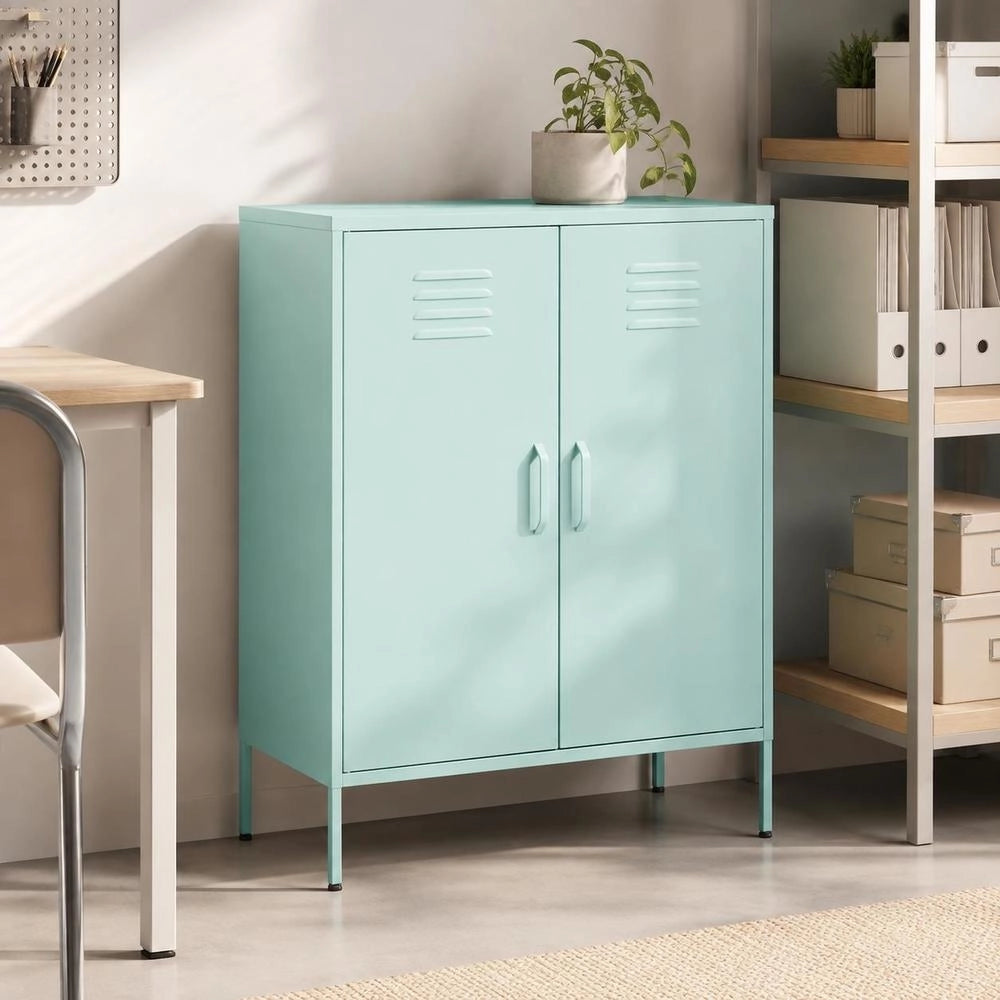 Storage Cabinet, Mint Green, 80x35x101.5 Cm, Steel