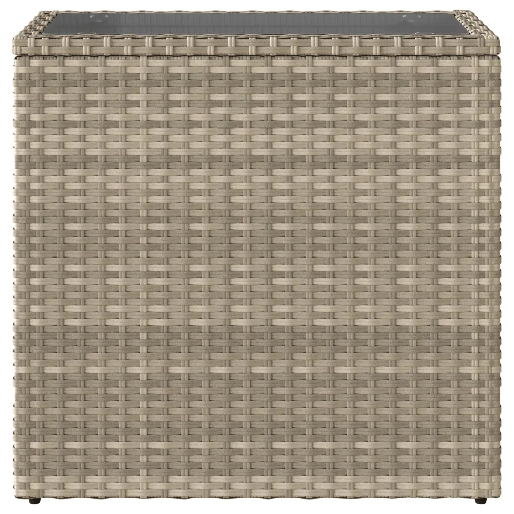 Tavolo Giardino | Tavolino da esterno Piano Vetro Grigio Chiaro 58x27,5x55 Polyrattan