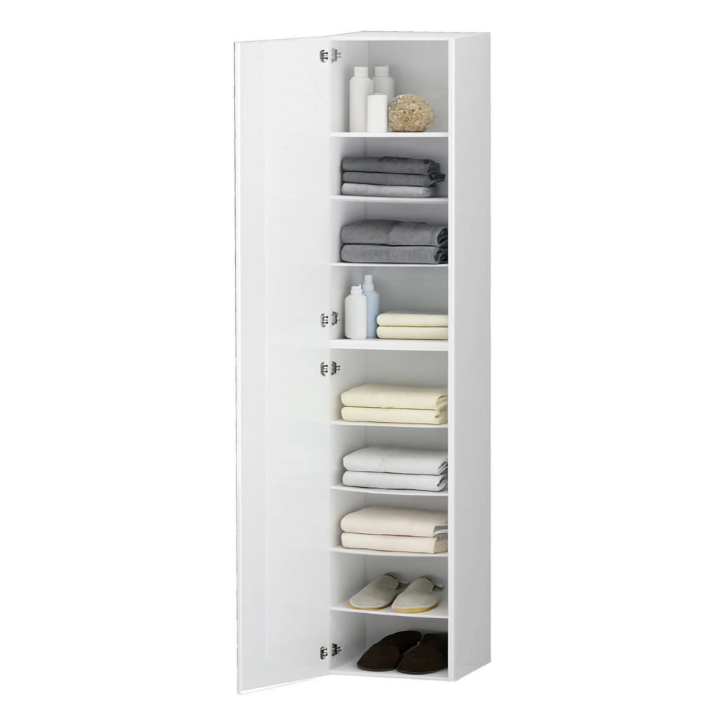 Armadio Multiuso 1 Bassiano, Mobile multiuso a 1 anta, Guardaroba multifunzione, 45x35h190 cm, Bianco