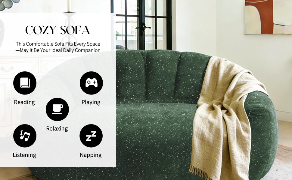 Fauteuil pouf ergonomico in flanella con seduta ampia e design a zampa d'orso per soggiorno camera e lounge verde