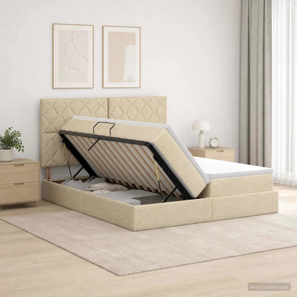 Letto con contenitore LED e materasso Crema 180 x 200 cm 3460246