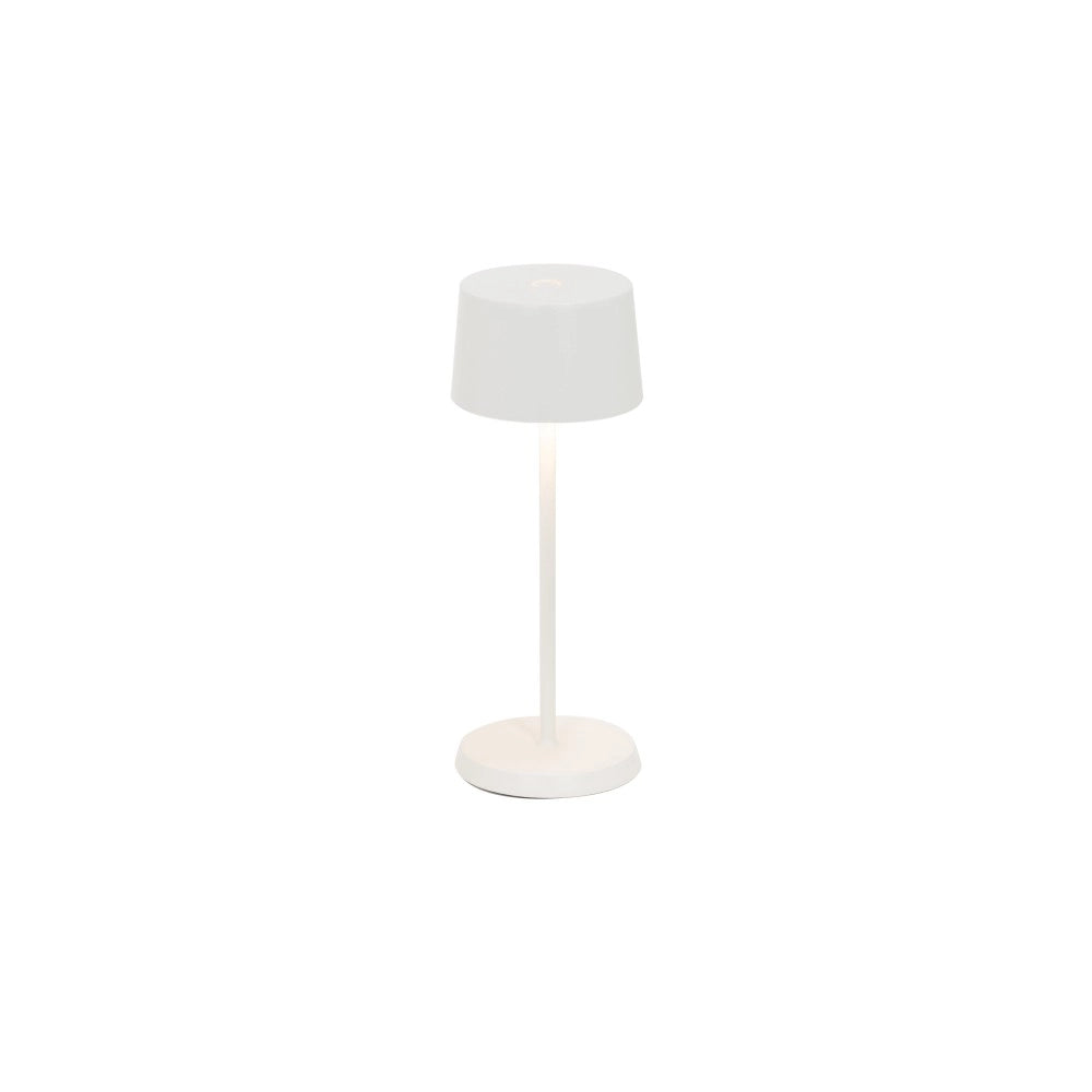Zafferano Olivia Pro Micro Lampada a led da tavolo Bianca ricaricabile e dimmerabile