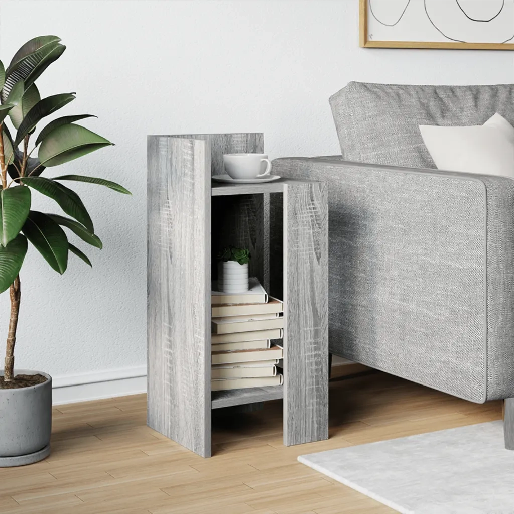 Tavolino Laterale con Ripiano Grigio Sonoma 25,5x27x60 cm 858552