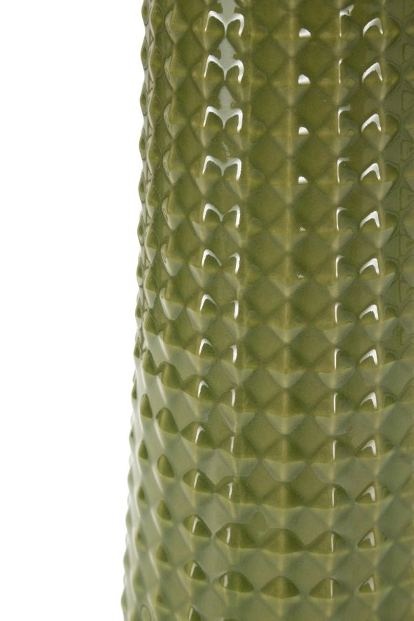 Lampada da Tavolo Gliss Verde Ø30x52 cm in Ceramica e Ferro e Tessuto Verde e Bianco