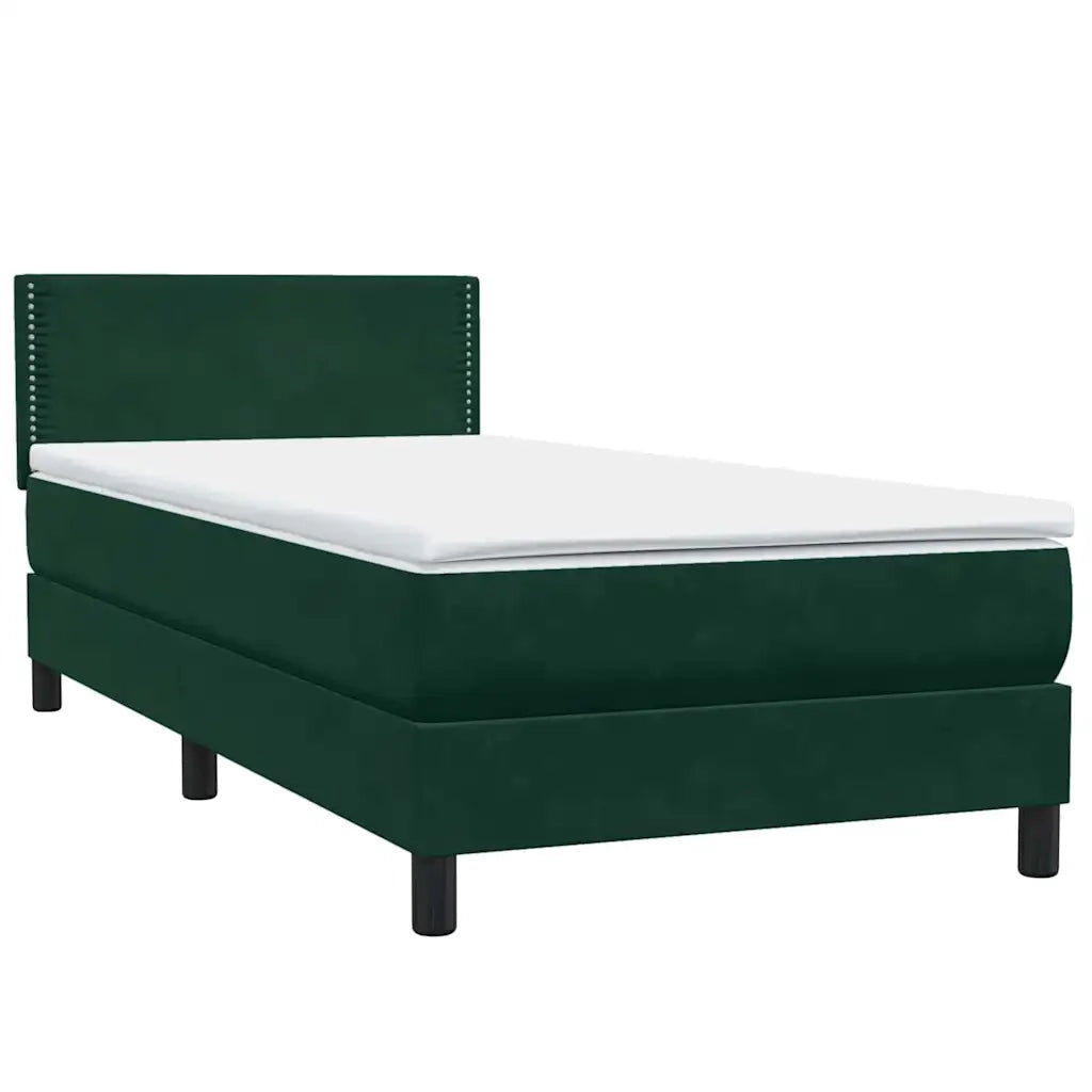Letto a Molle con Materasso e LED Verde Scuro 80x220 cm Velluto 3316812