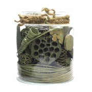 Vaso Decorativo Flora 310 in Vetro con Fiori Secchi Verdi