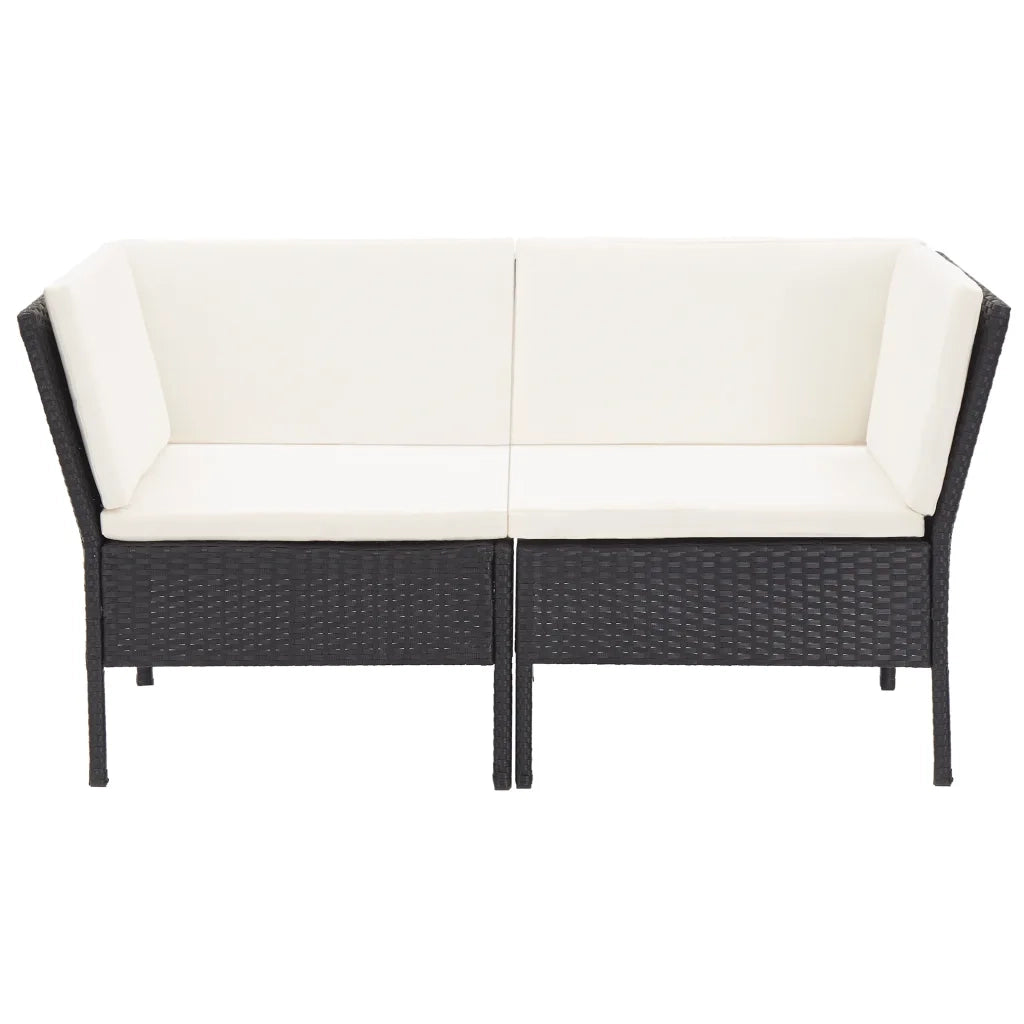 Set Divani da Giardino 6 pz con Cuscini in Polyrattan Nero 48948