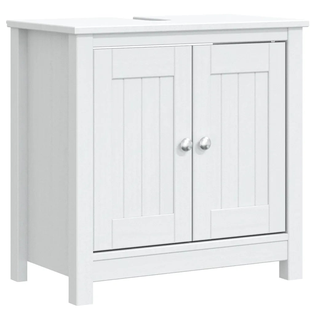 Set Mobili da Bagno 3 pz BERG Bianco in Legno Massello di Pino 3206494