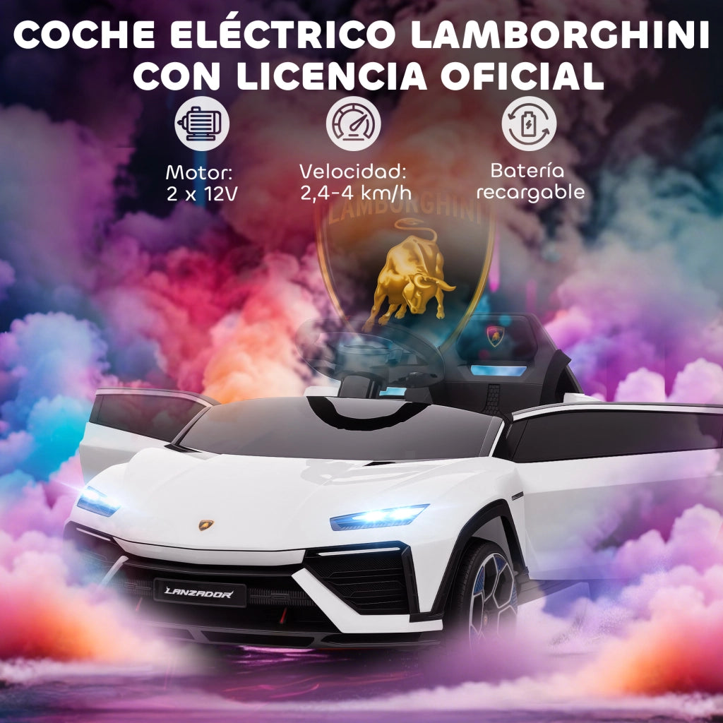 Auto Elettrica Bambini Lamborghini 12V Telecomando ¨C zephmum ¨C Bianco