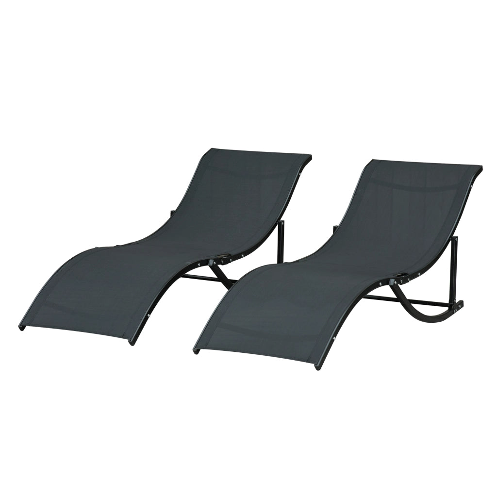Set 2 Sdraio da Giardino Pieghevoli, Lettino Prendisole in Alluminio e Textilene, 61x165x63cm