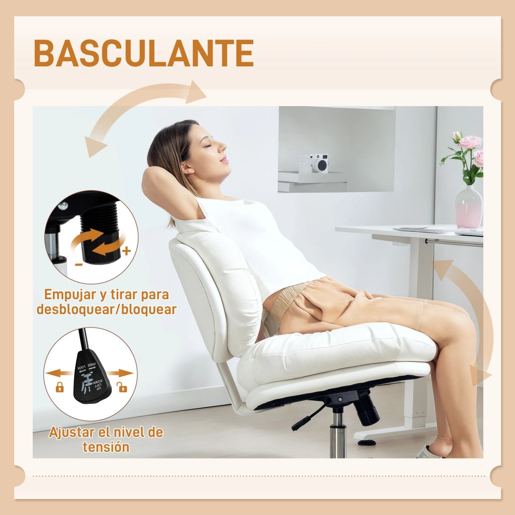 Sedia da Ufficio ¨C zephmum ¨C Imbottita Basculante in Tessuto Bianco