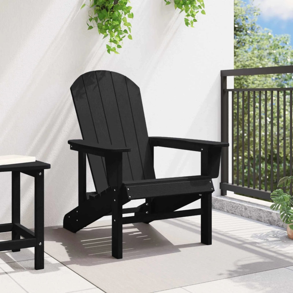 Sedia da Giardino | Sedia Adirondack Nero 82 x 74 x 92 cm HDPE
