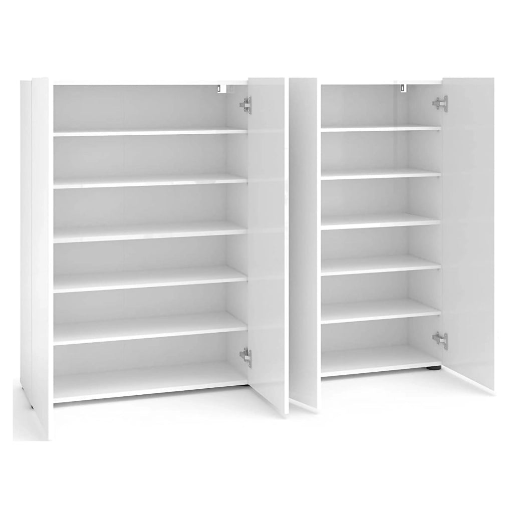 Scarpiera Abdul, Mobile portascarpe, Armadio da ingresso multiuso, Mobiletto per calzature, Made in Italy, 160x34h115 cm, Bianco lucido