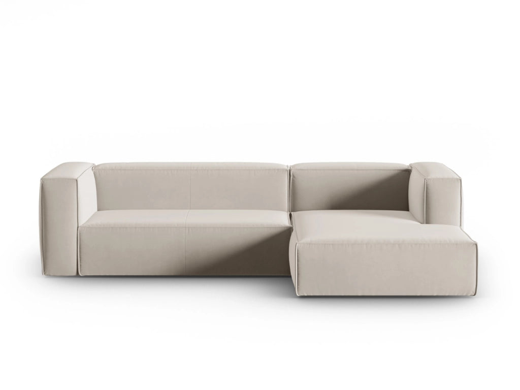 Cosmopolitan Design - Divano angolare destro "Mackay" 4 posti in velluto ecru 