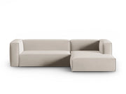 Cosmopolitan Design - Divano angolare destro "Mackay" 4 posti in velluto ecru 