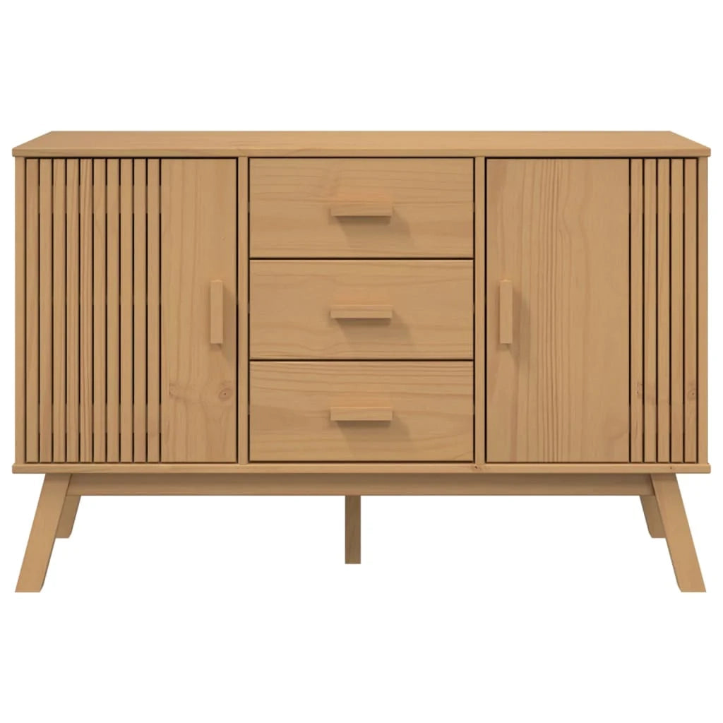 Buffet credenza cassettiera armadio mobile contenitore organizer per cucina soggiorno salotto 114 x 43 x 73,5 cm legno massello di pino marrone 02_0036181
