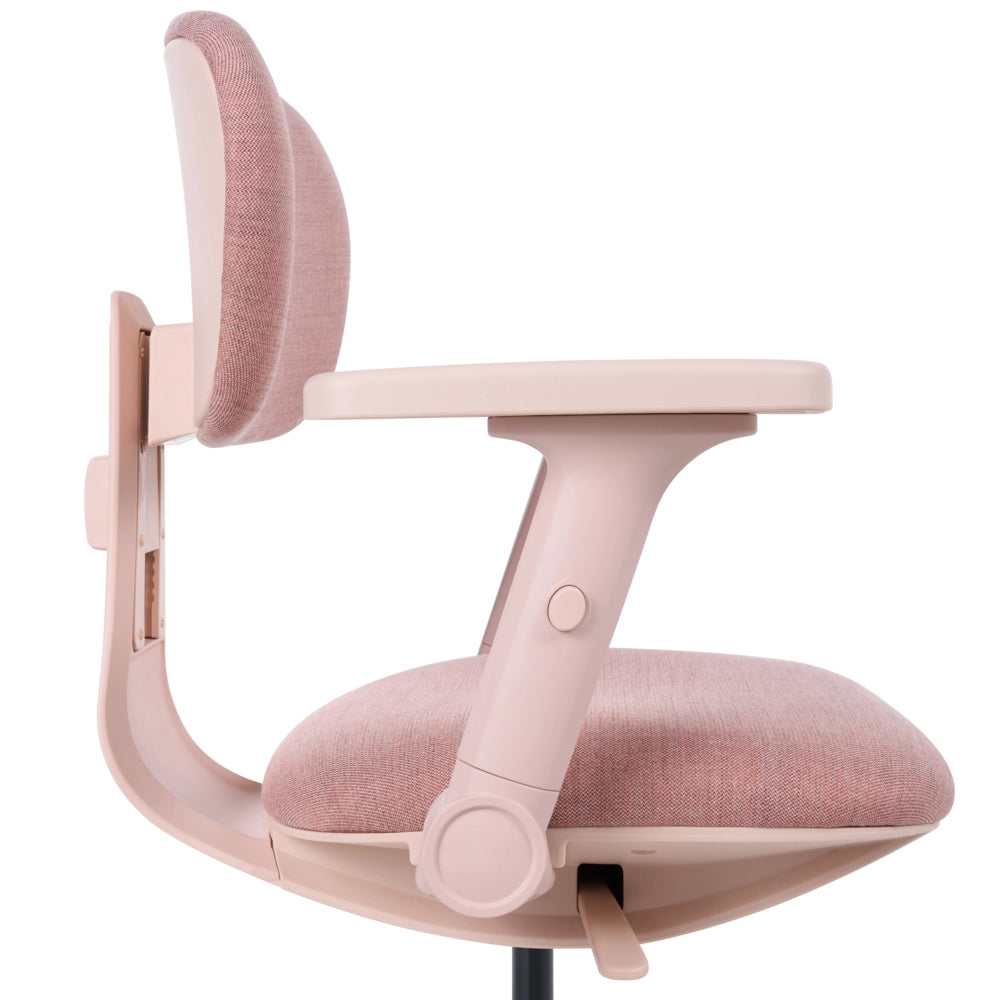 Sedia da ufficio in tessuto rosa con schienale e braccioli regolabili, design moderno, per l'ufficio domestico
