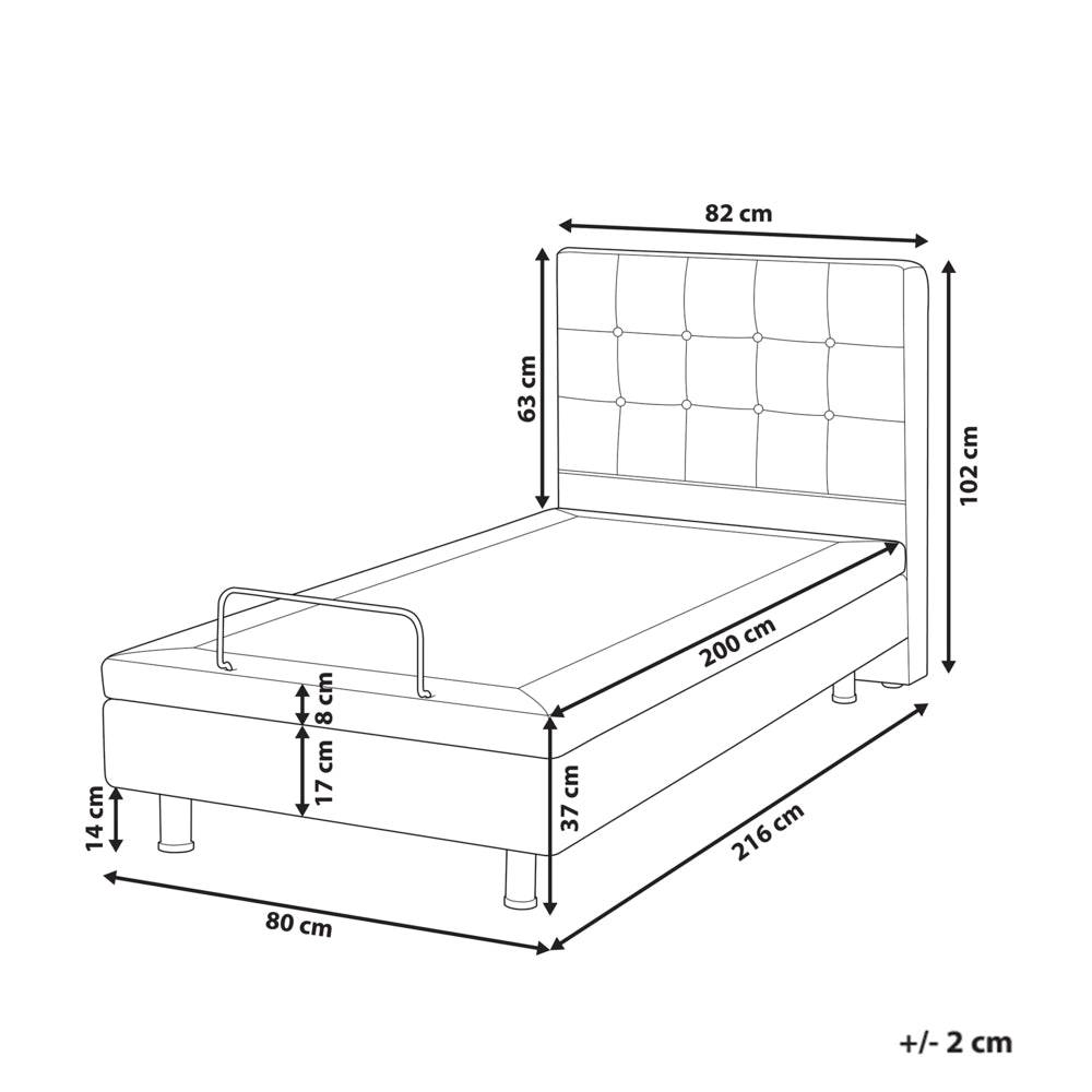 Letto Tessuto Grigio Chiaro Elettrico Regolabile con Telecomando 80 x 200 cm