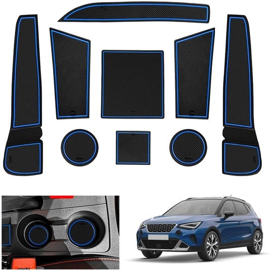 Accessori per Seat Arona/Seat Ibiza 6F KJ1 Facelift 2017-2024 2025, tappetini antiscivolo in gomma per Seat Ibiza 6F, tappetini antiscivolo per console centrale, set di tappetini antiscivolo per Seat Arona (blu)