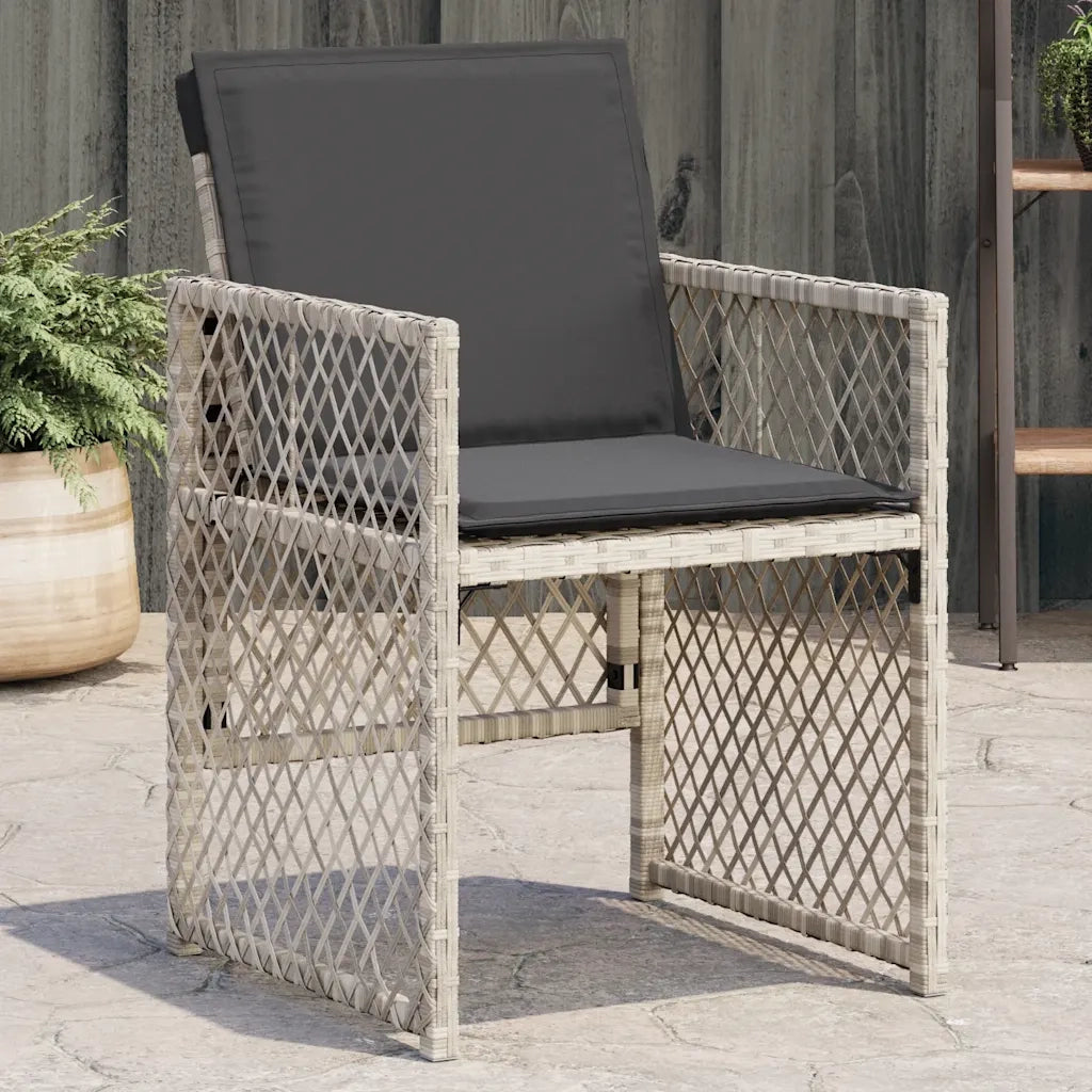 Sedie da Giardino con Cuscini 4 pz | Sedie da Esterno Grigio Chiaro in Polyrattan