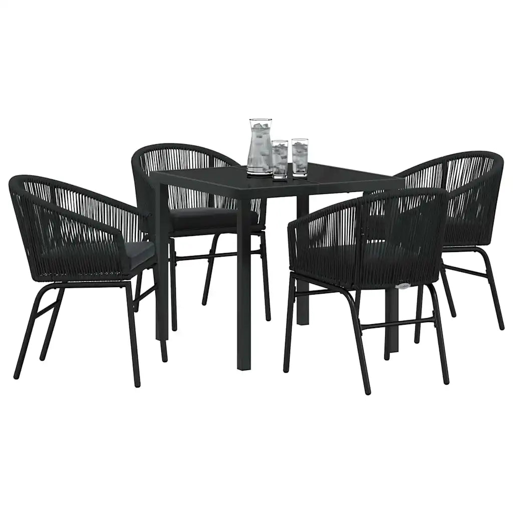 Set da Pranzo per Giardino 5 pcs Nero